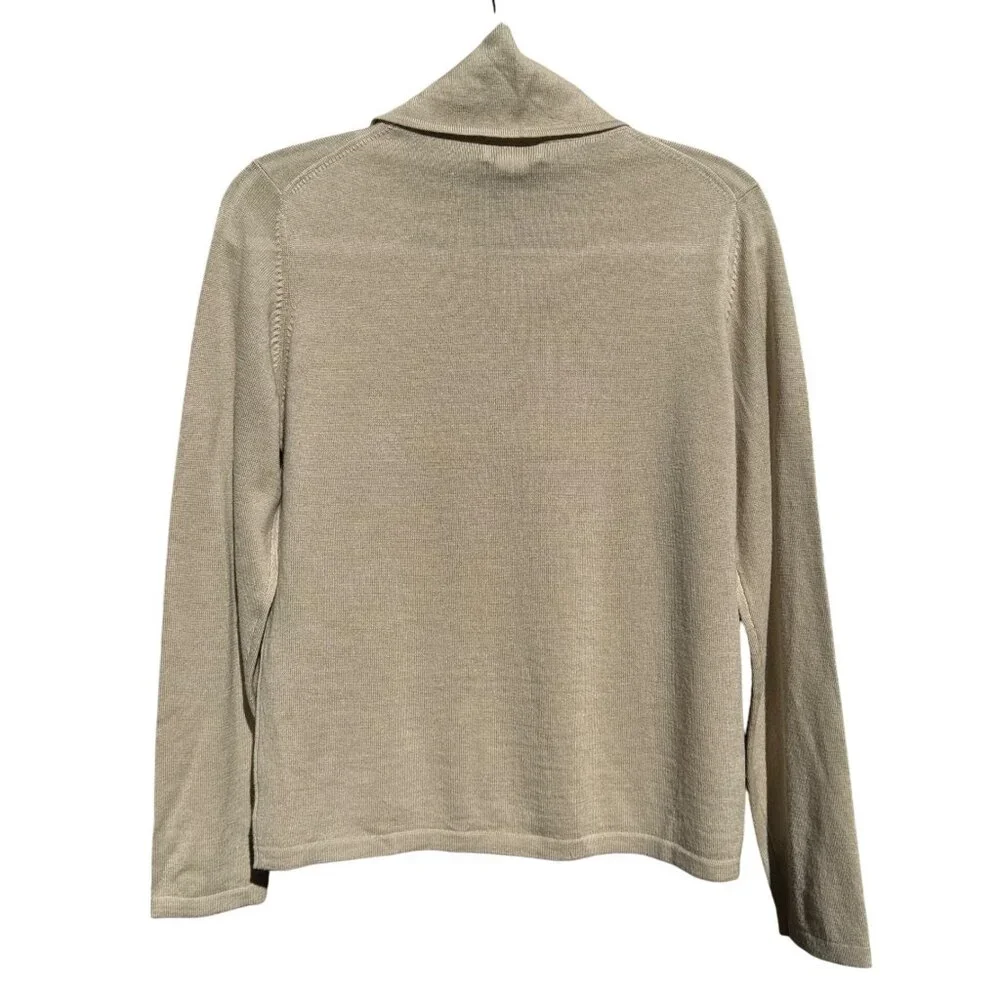 Brooks Brothers 346 Womens XL Beige 100% Merino Wool Cowl Neck Sweater‎